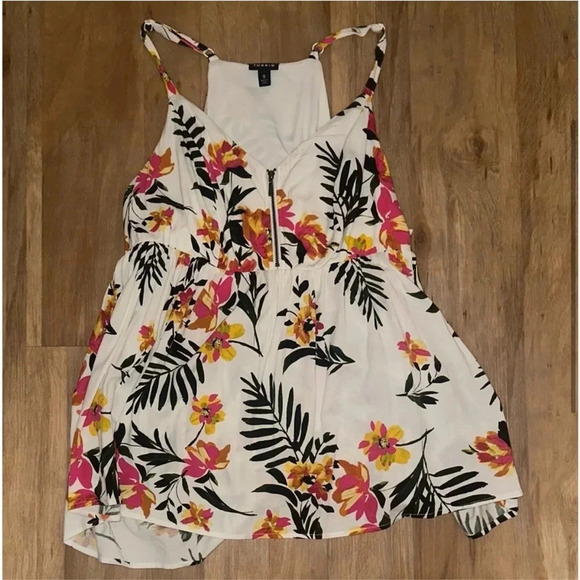 TORRID FLORAL TANK BLOUSE TROPICAL RACER BACK FLOWY CUTE BRIGHT VACATION - Picture 3 of 8